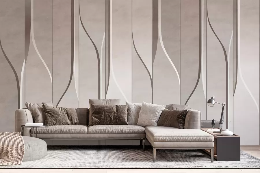 murales de pared imitación de paneles murales en tonos beige w04169