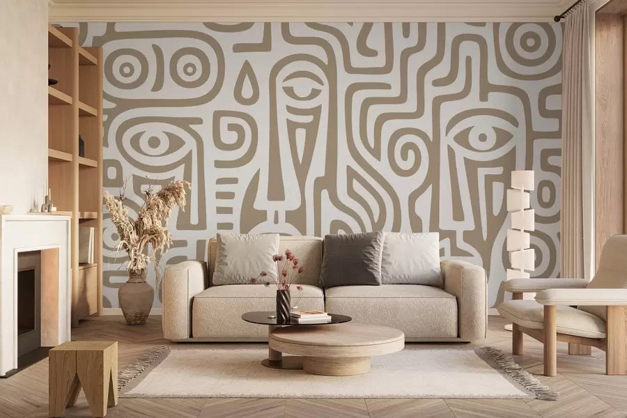 murales de pared Detalles faciales estilizados w04186v2