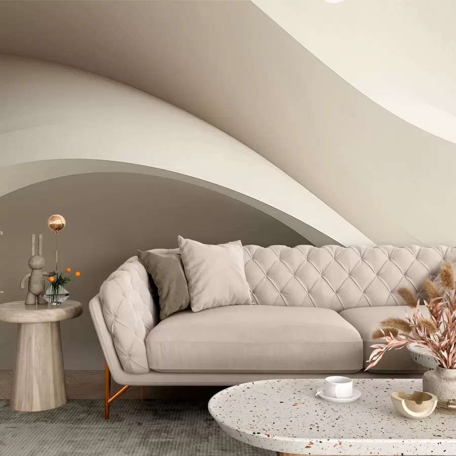 murales de pared abstracción, ondas, curvas suaves, beige, suave, líneas, moderno w04217v1