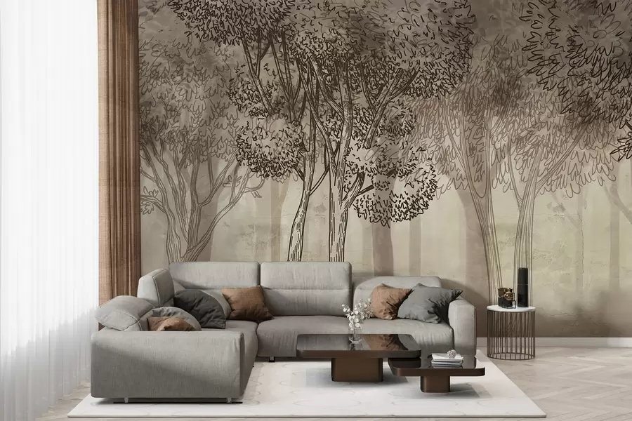 murales de pared Frondosos árboles w04251