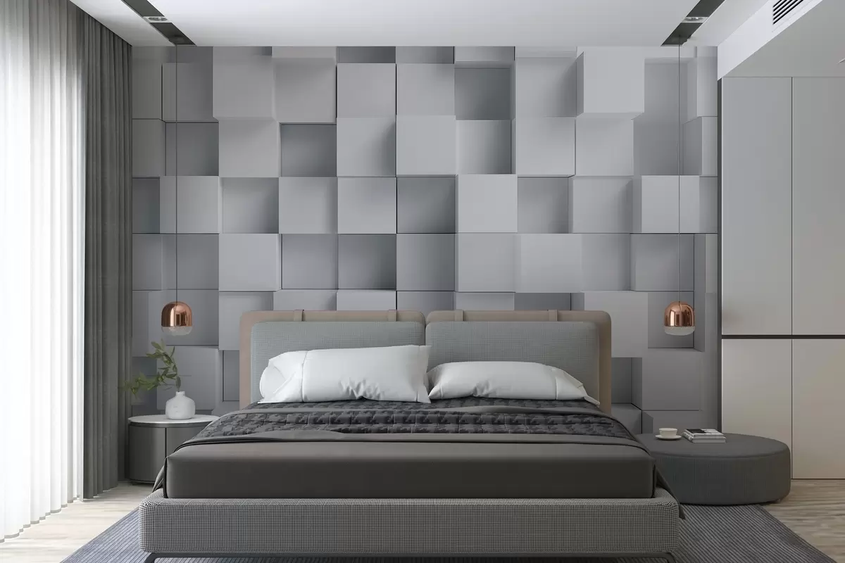 murales de pared imitación de cubos blancos volumétricos w04283