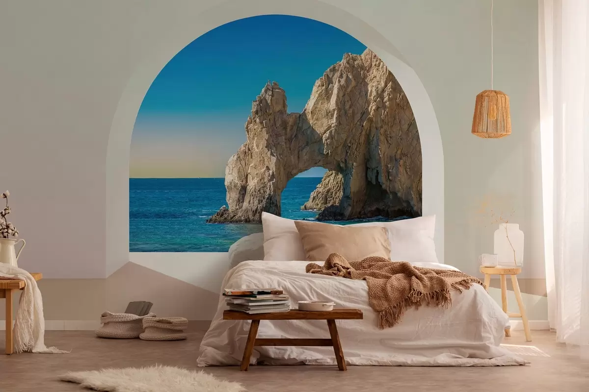 murales de pared vista del mar y la roca a través del arco w04286