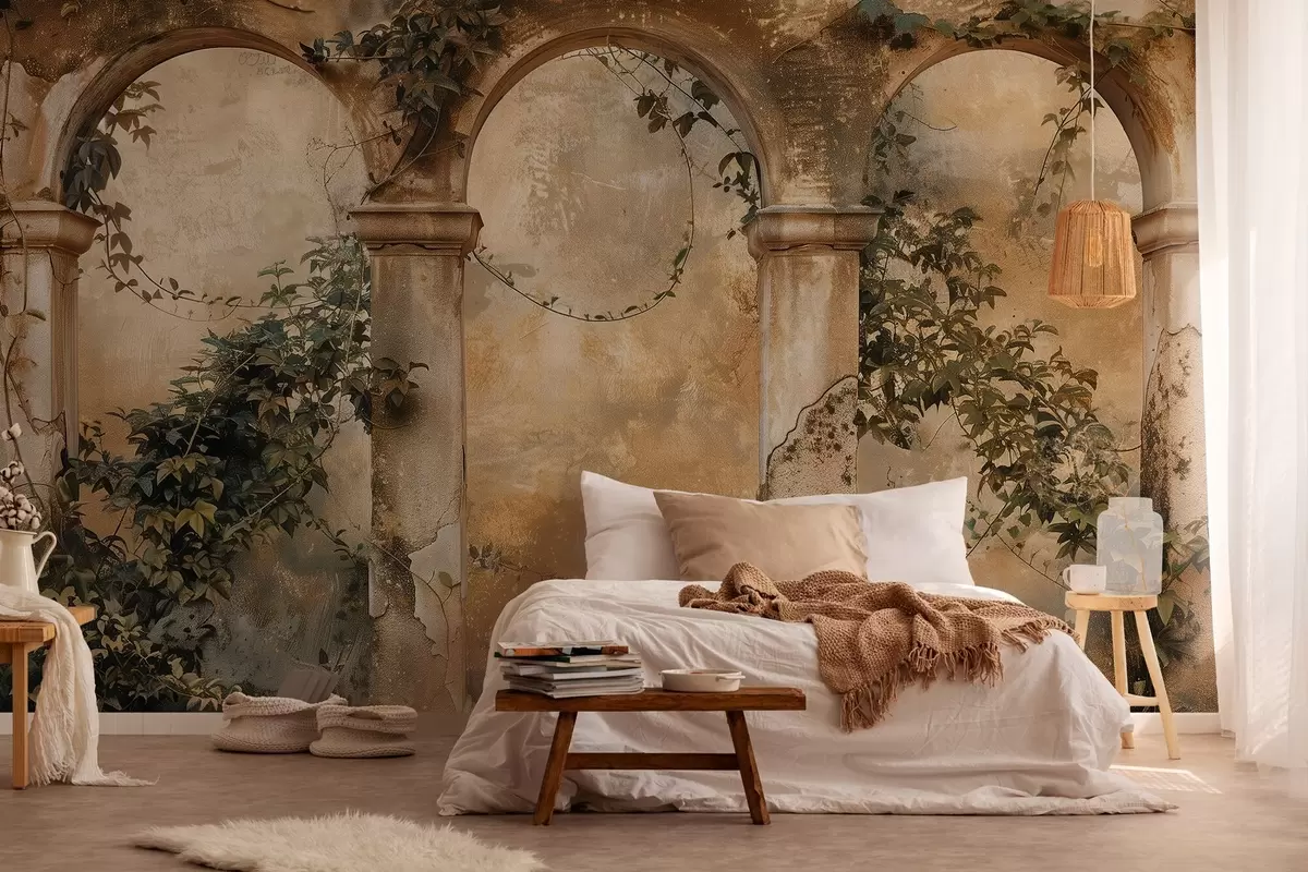 murales de pared arcos retro tintados con hiedra w04304