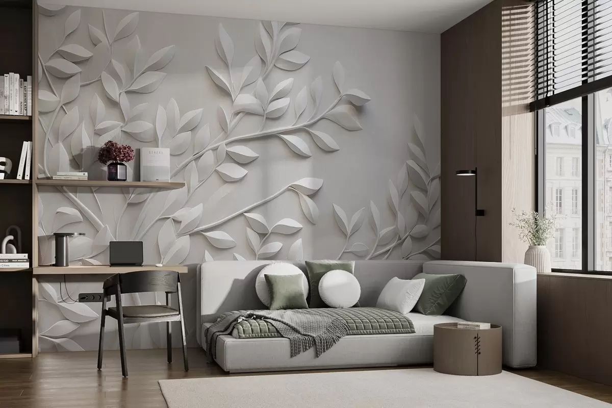 murales de pared Textura monocroma en relieve de la naturaleza w04329
