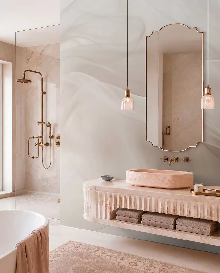 murales de pared Suaves ondas ahumadas beige de estilo abstracto w09273v1