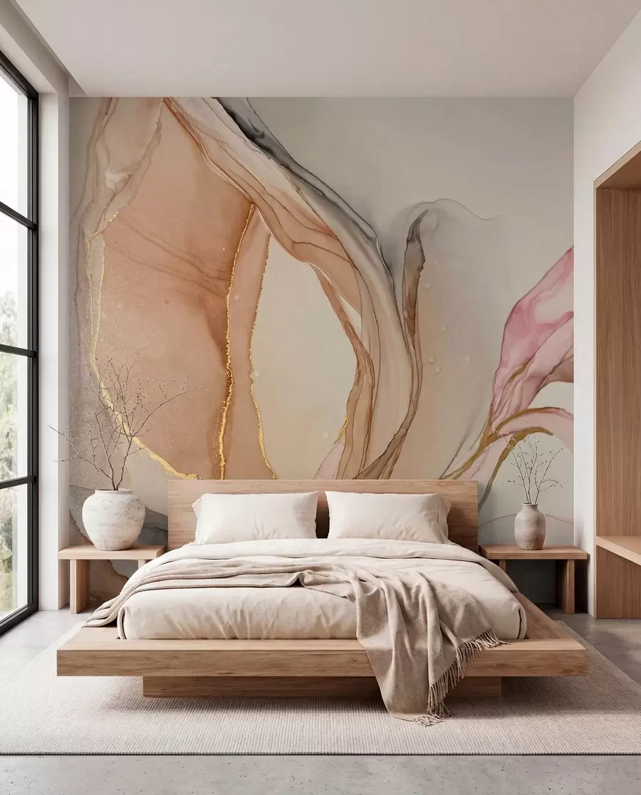 murales de pared Mármol de vetas melocotón u71828