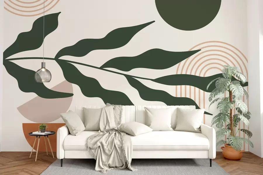 murales de pared Abstracción, hojas, arcos lineales w04386v1