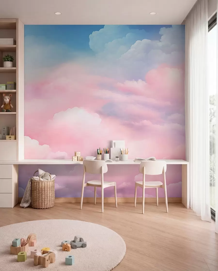 murales de pared Nubes rosa caramelo w04387