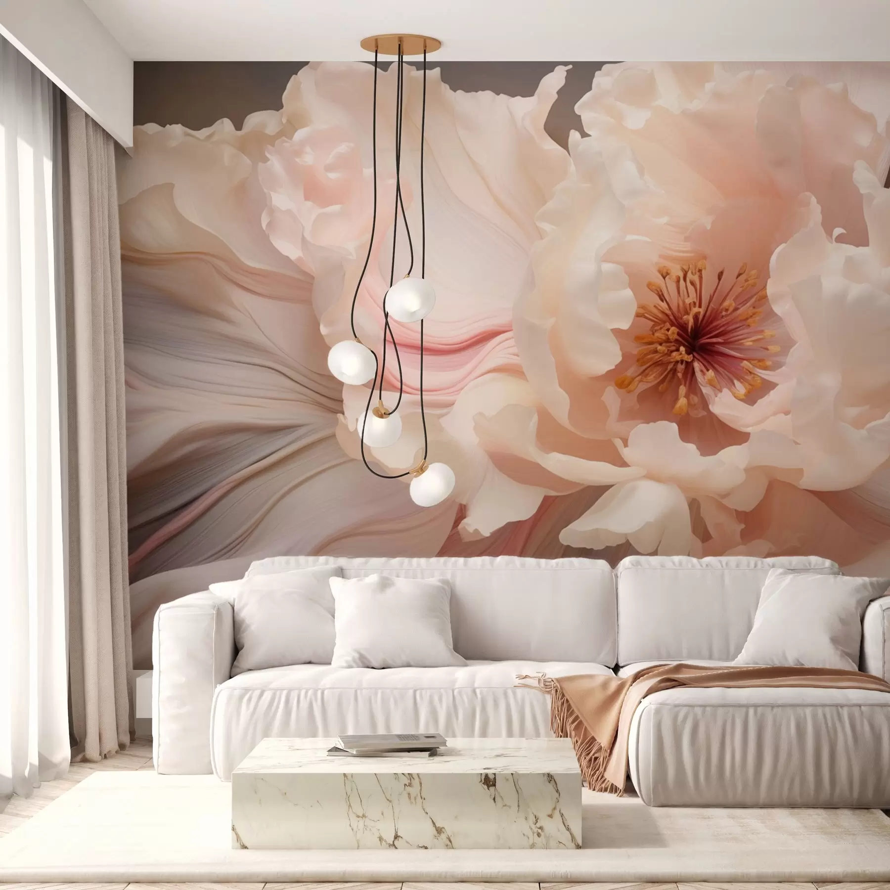 murales de pared Flor abstracta en suaves tonos pastel w04346