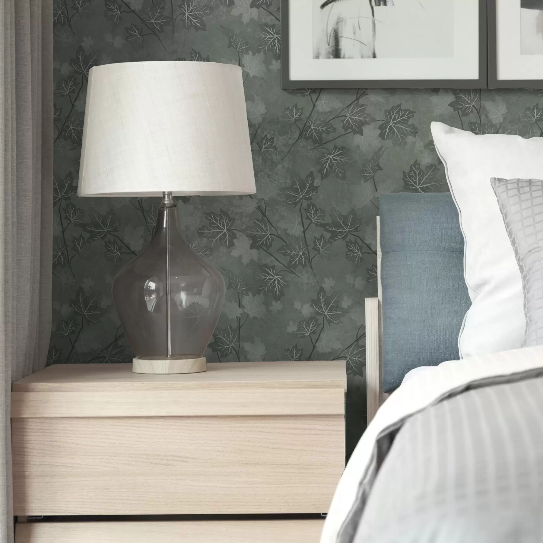 murales de pared Hojas de arce mate en tonos verdes suaves a00464