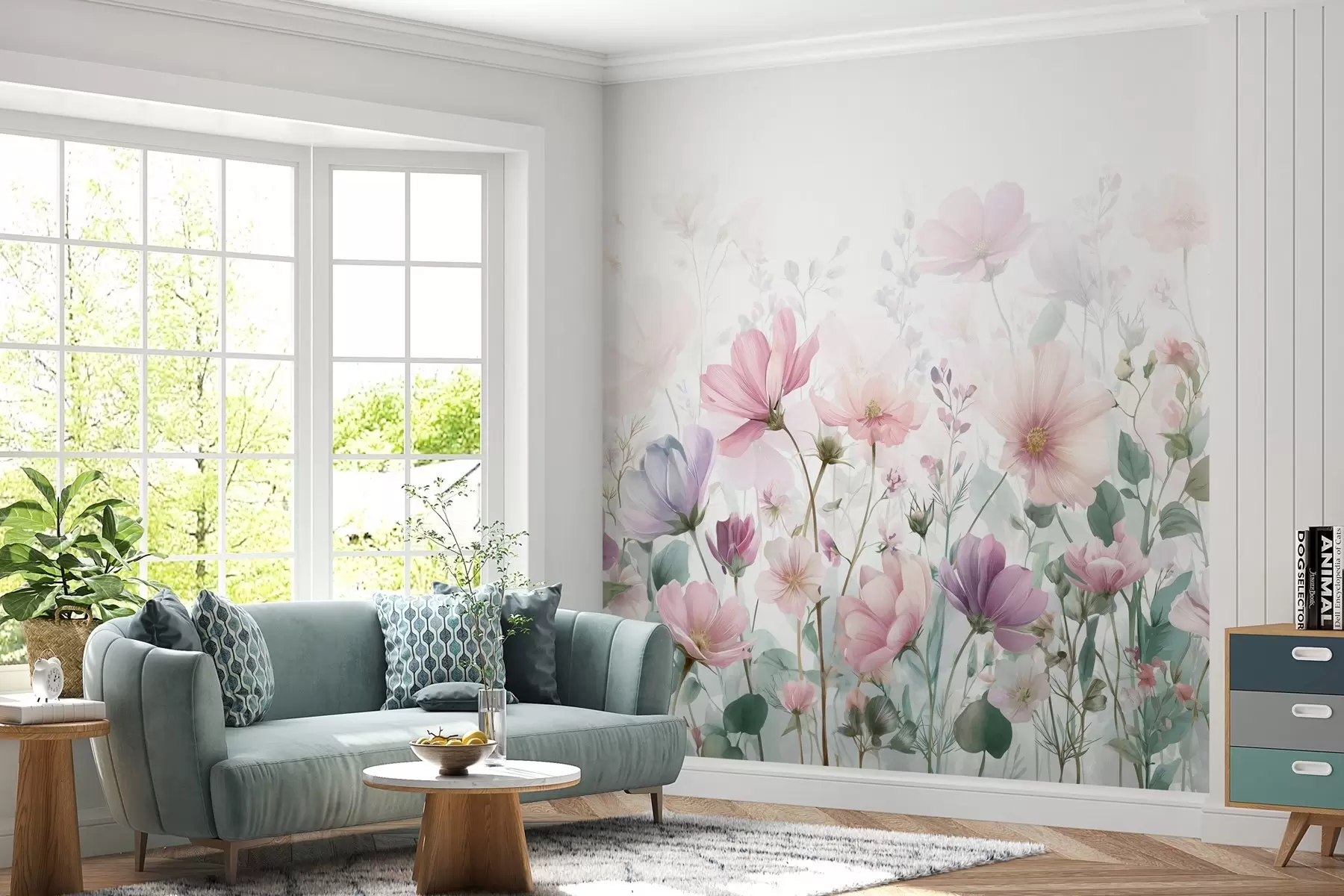 murales de pared delicadas flores silvestres w04171
