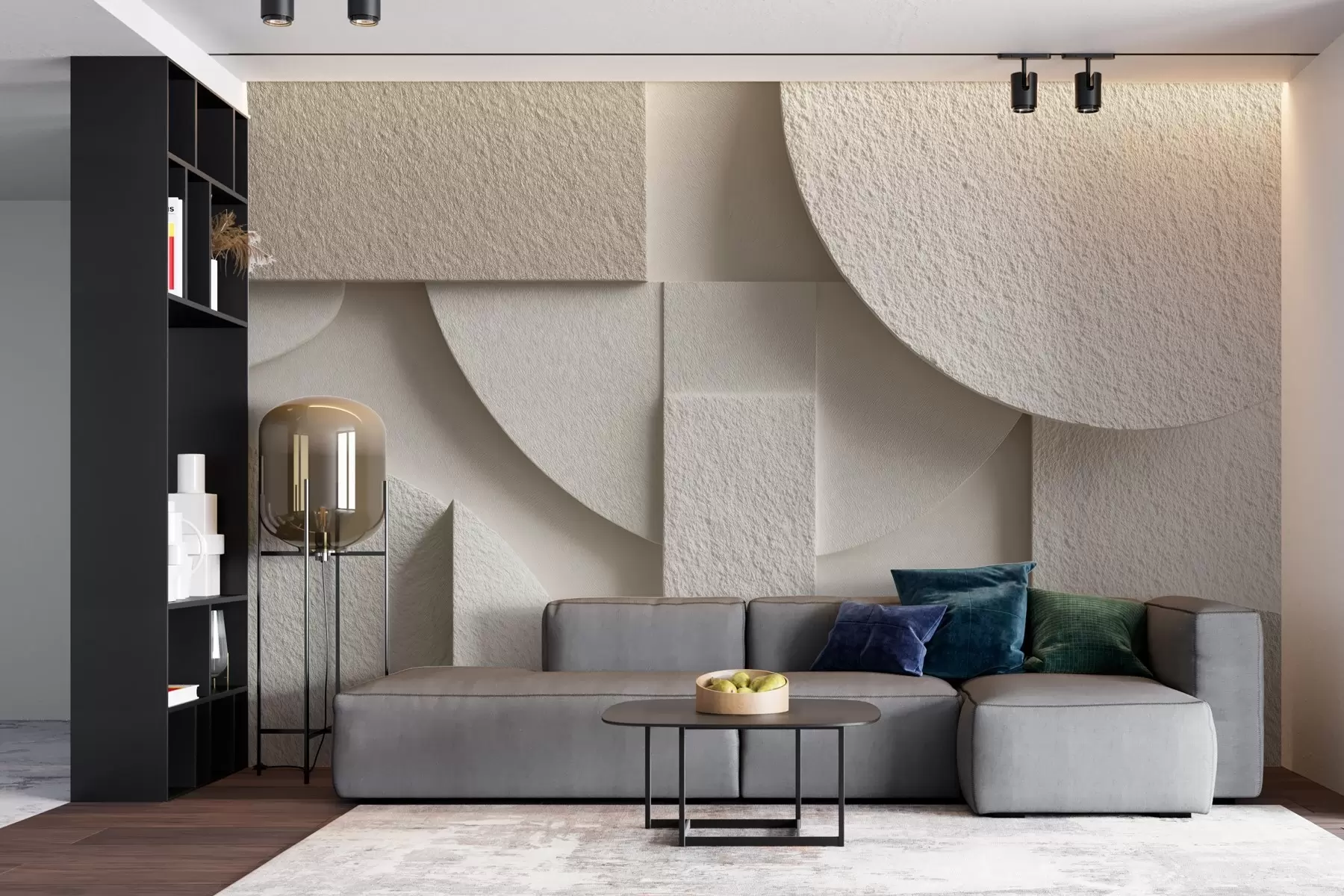 murales de pared Composición abstracta de formas geométricas de color beige w04395