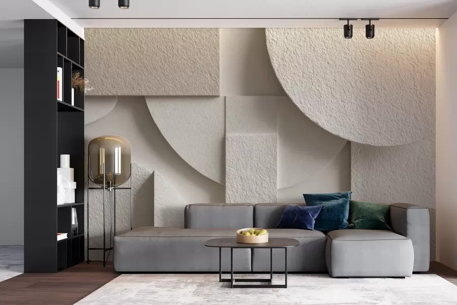 murales de pared Composición abstracta de formas geométricas de color beige w04395