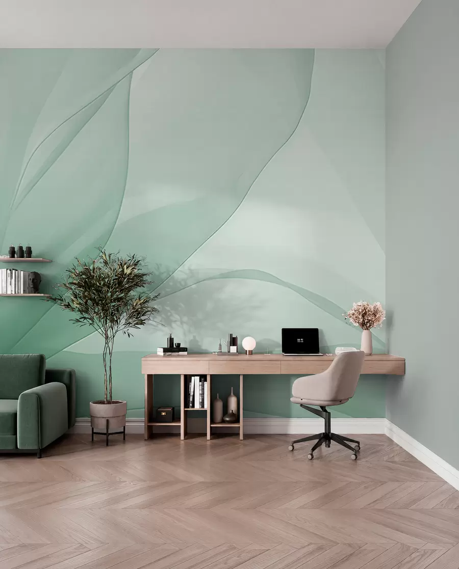 murales de pared Pétalos en pliegues menta w04435v1