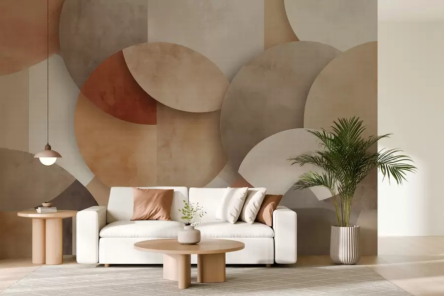 murales de pared geometría abstracta texturizada en cálidos tonos marrones y ocres w04310