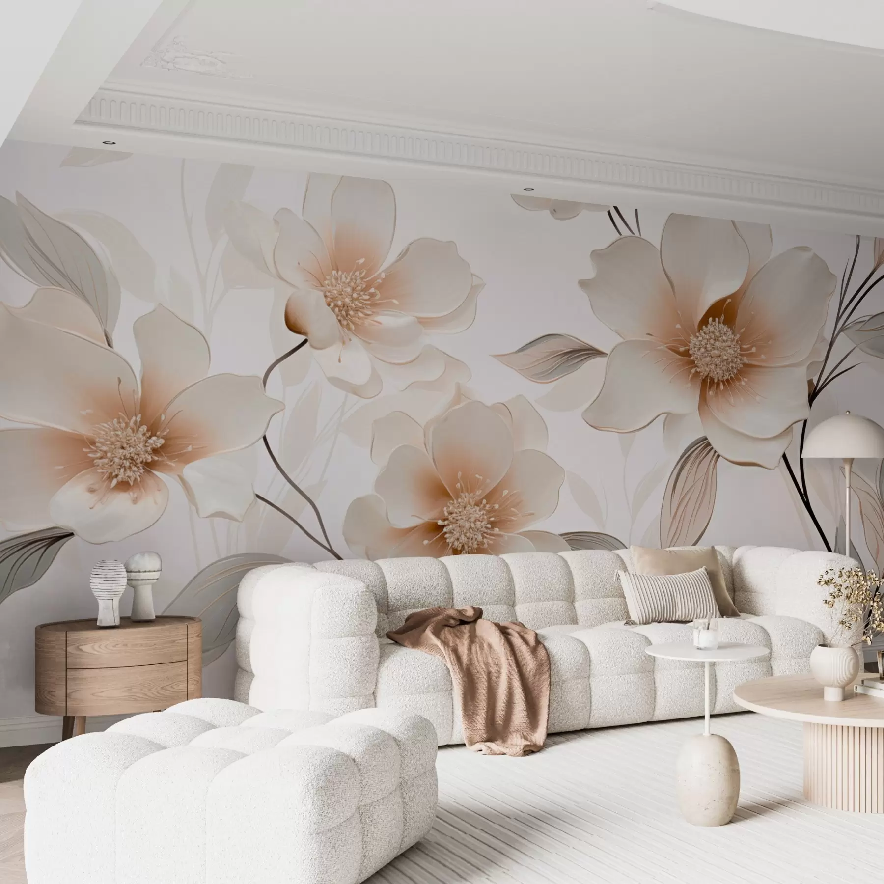 murales de pared Flores con pétalos de color pastel w09353