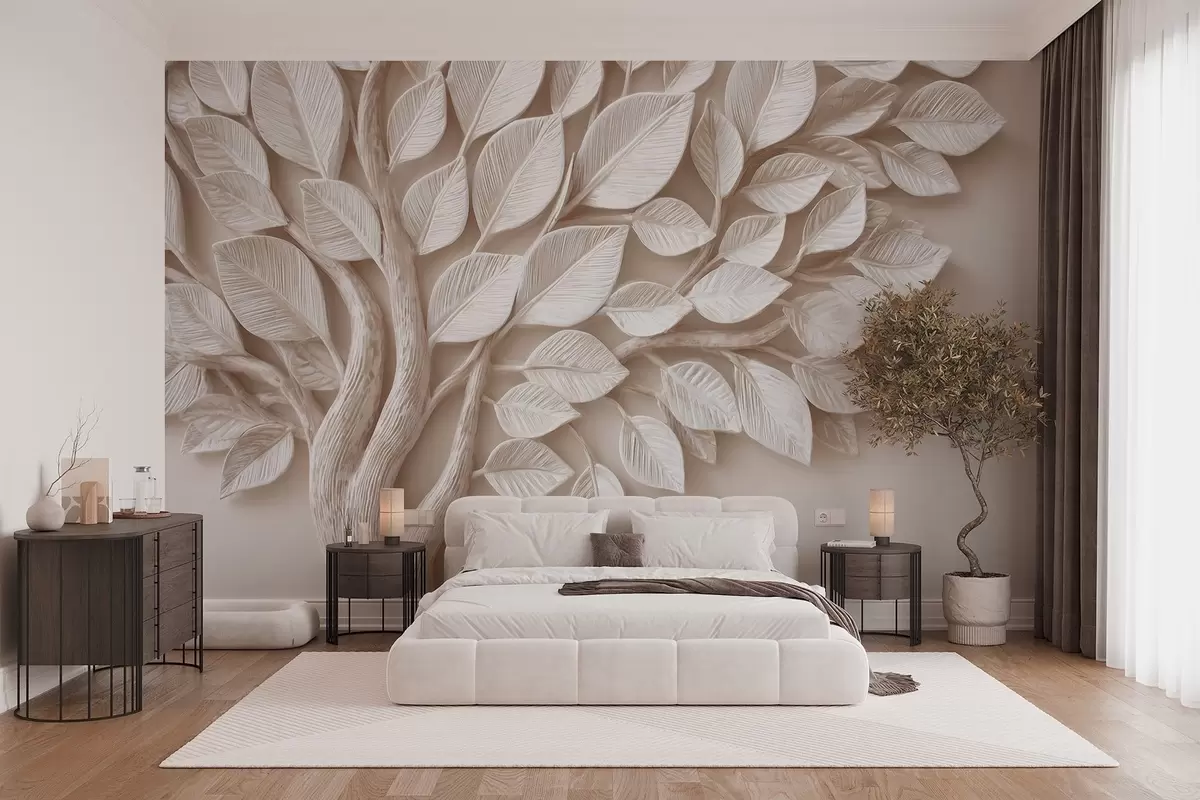 murales de pared Árbol en relieve con hojas w09359