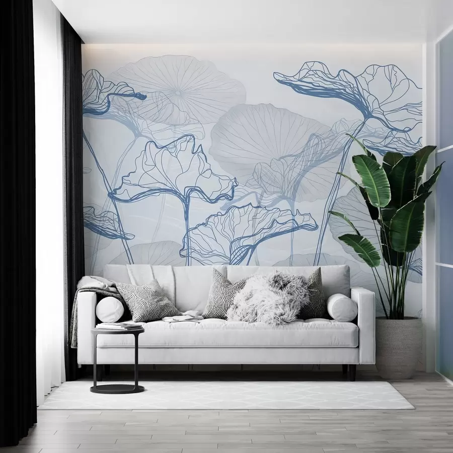 murales de pared Varias hojas de loto w04471v2