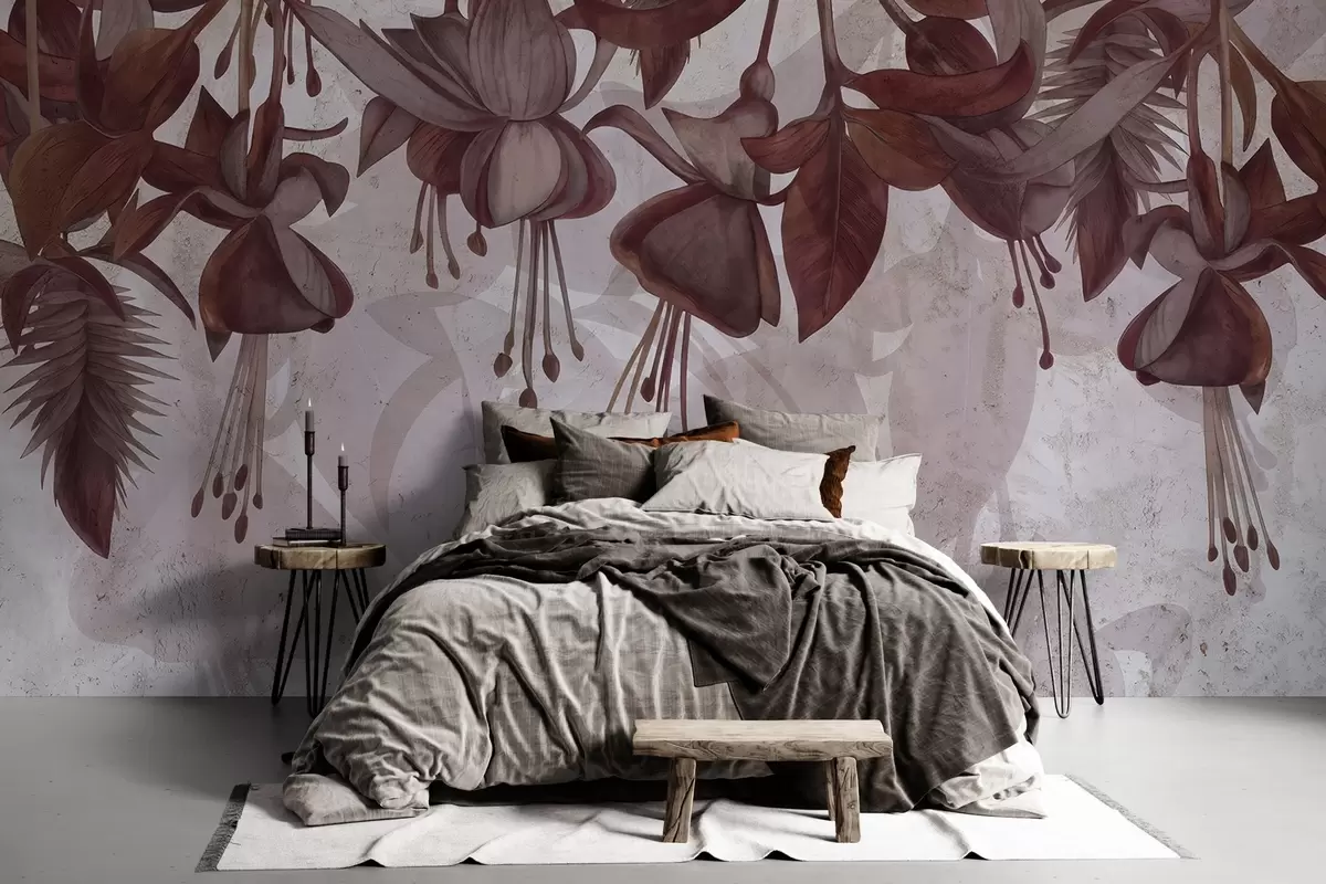 murales de pared Flores colgantes de estilo grunge w04472