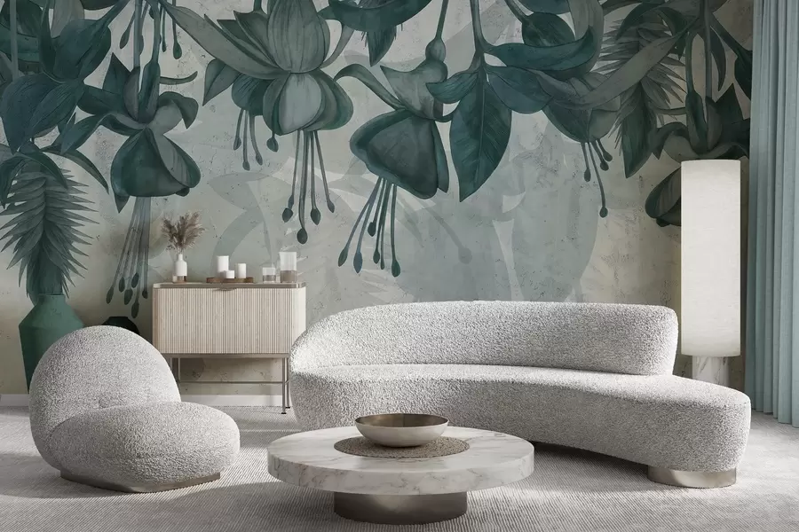 murales de pared Flores colgantes de estilo grunge w04472v1