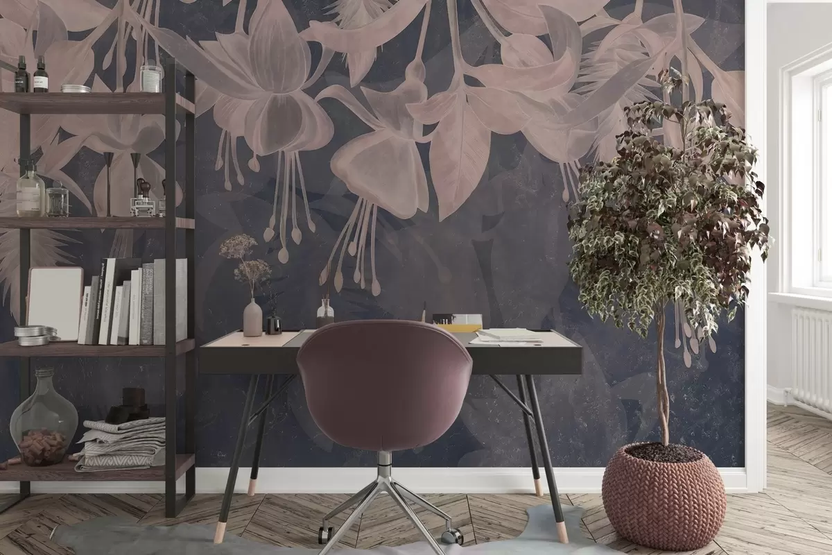 murales de pared Flores colgantes de estilo grunge w04472v2