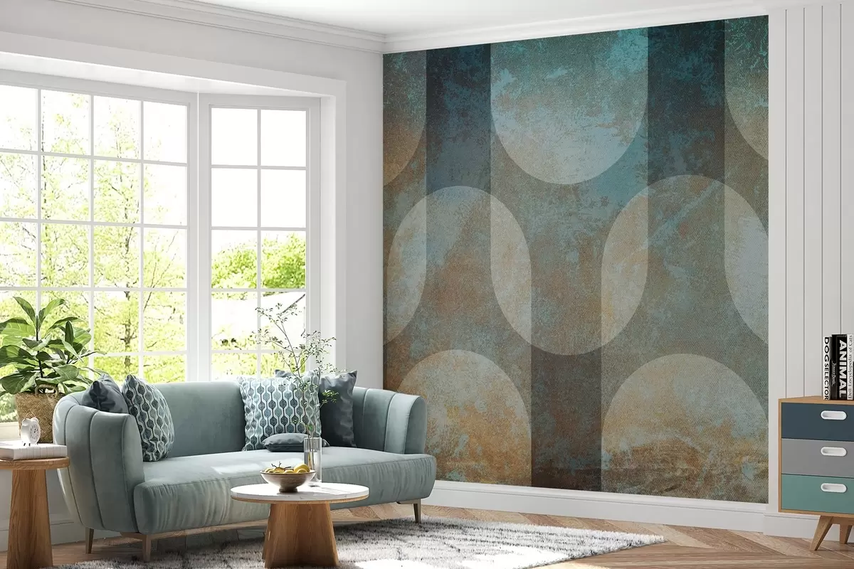 murales de pared Geometría abstracta de estilo retro-moderno w04495