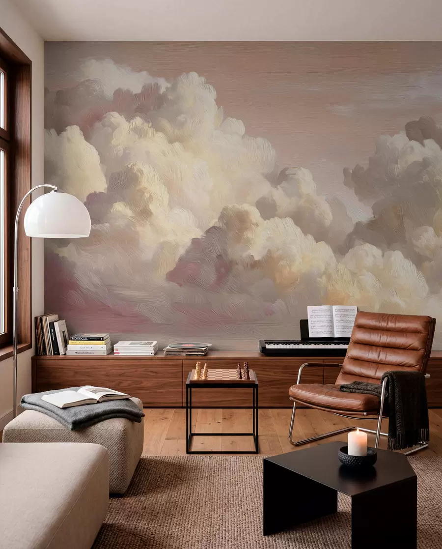 murales de pared Nubes bañadas por una cálida luz rosa pastel w04550v1