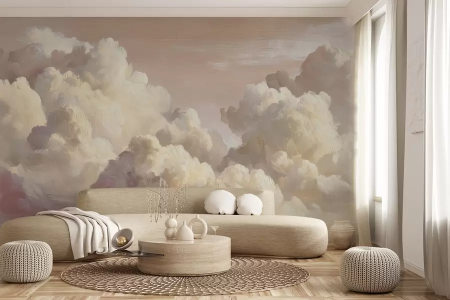 murales de pared Nubes bañadas por una cálida luz rosa pastel w04550v1