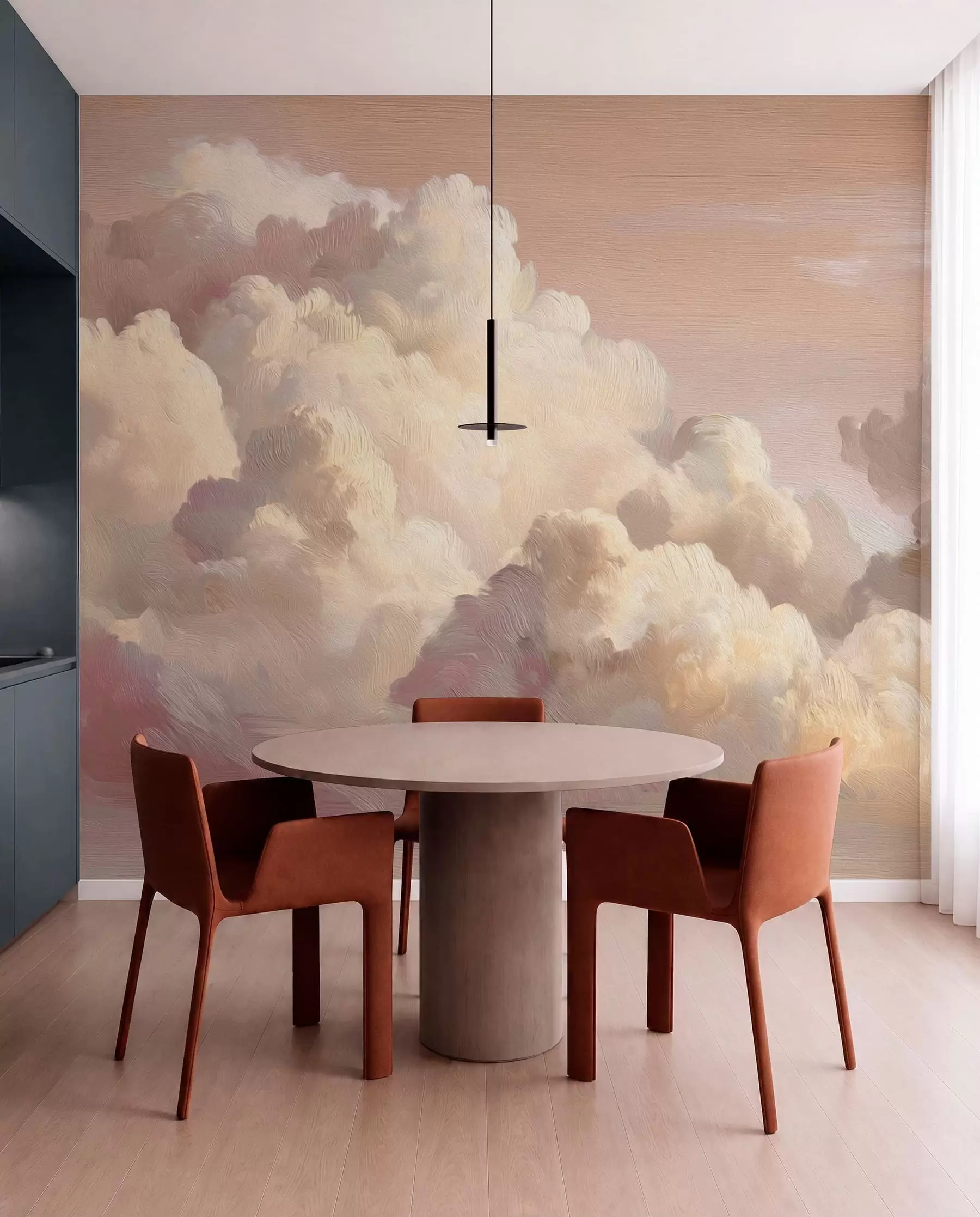murales de pared Nubes con luz de melocotón w04550v1