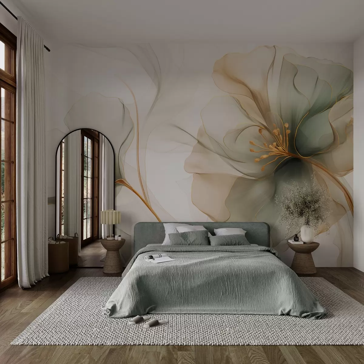 murales de pared Flor delicada con pétalos translúcidos w04553