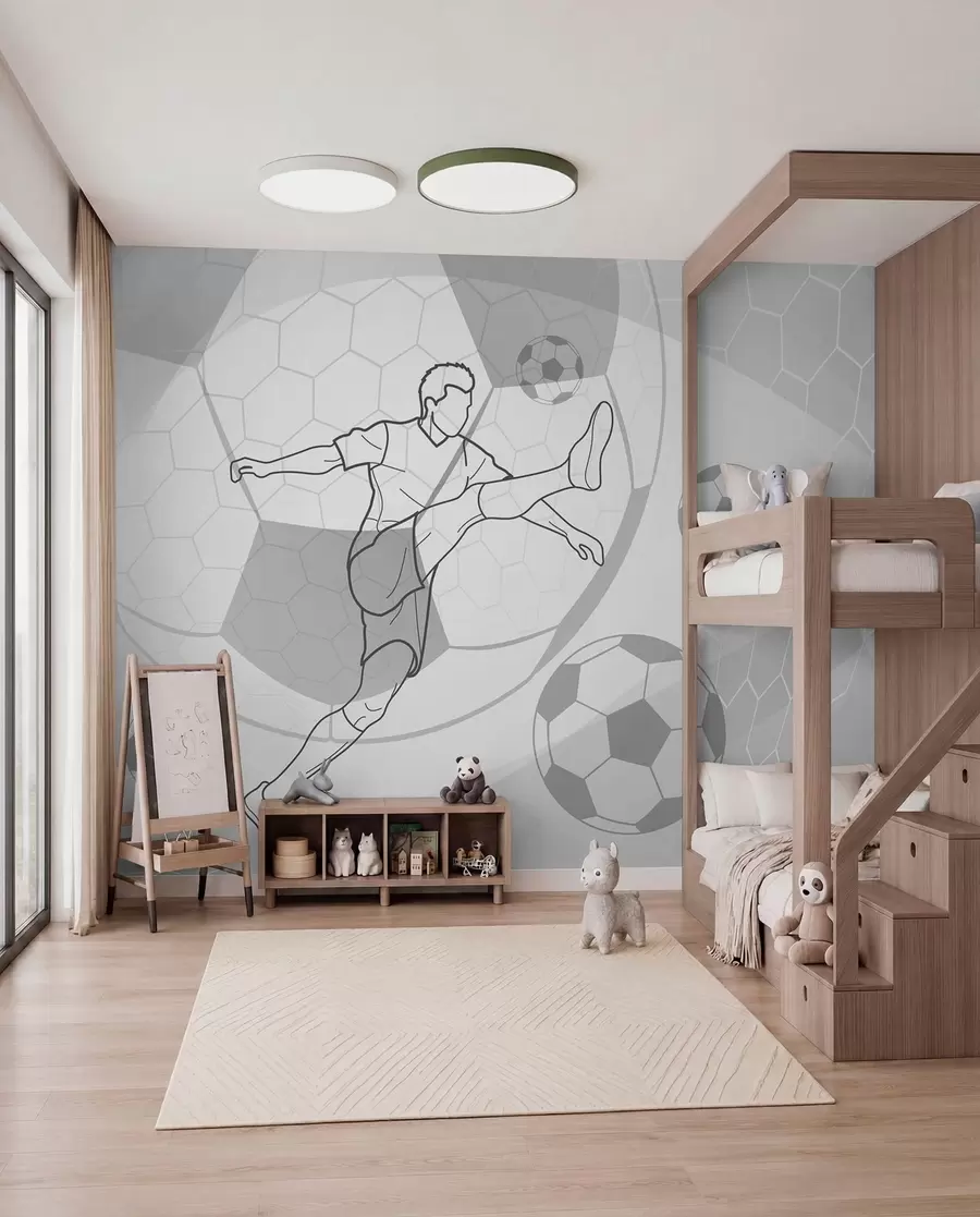 murales de pared Futbolista en líneas w04601v1