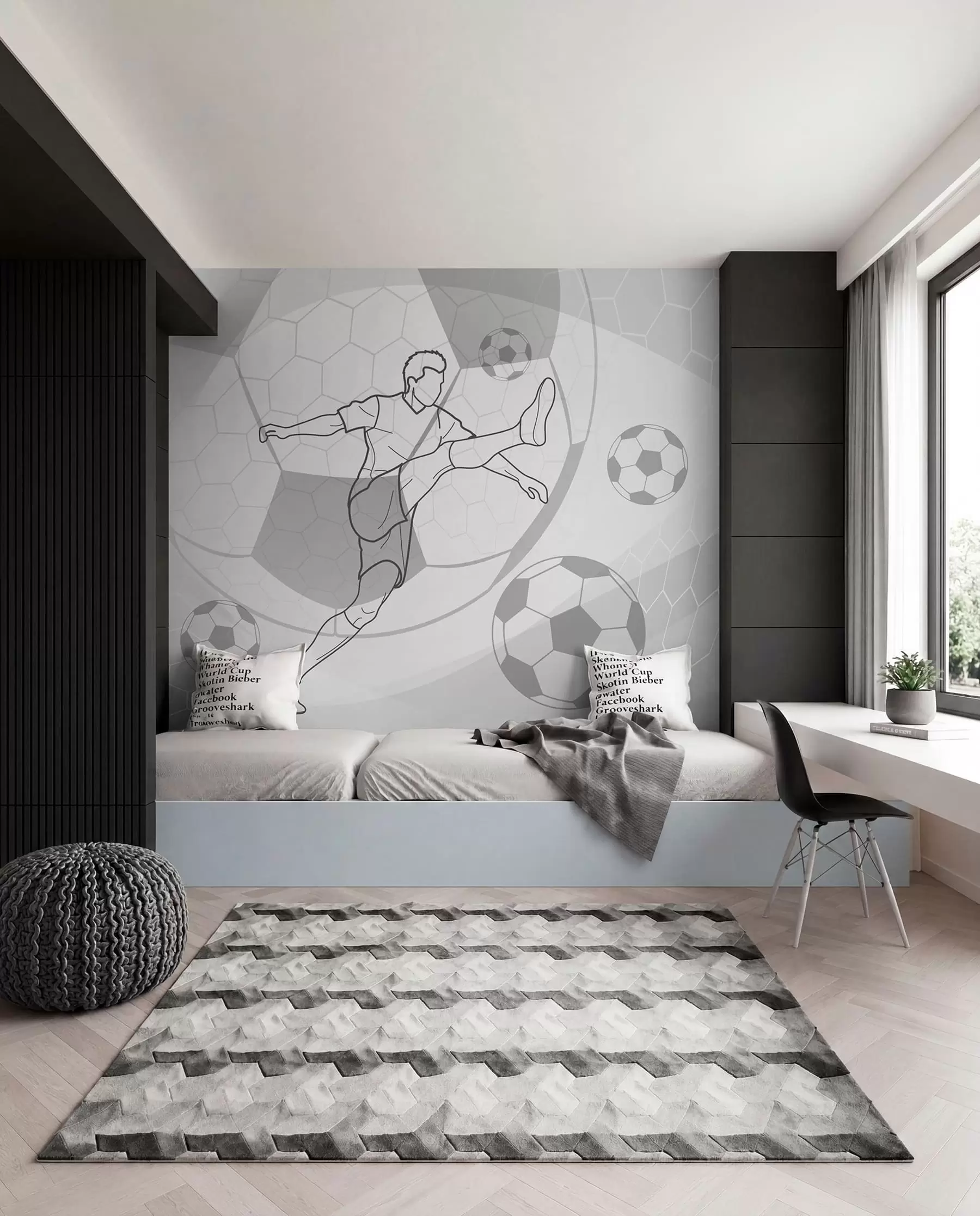murales de pared Futbolista en líneas w04601v1