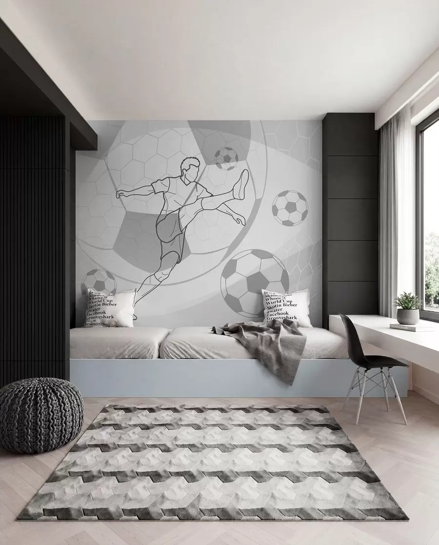 murales de pared Futbolista en líneas w04601v1