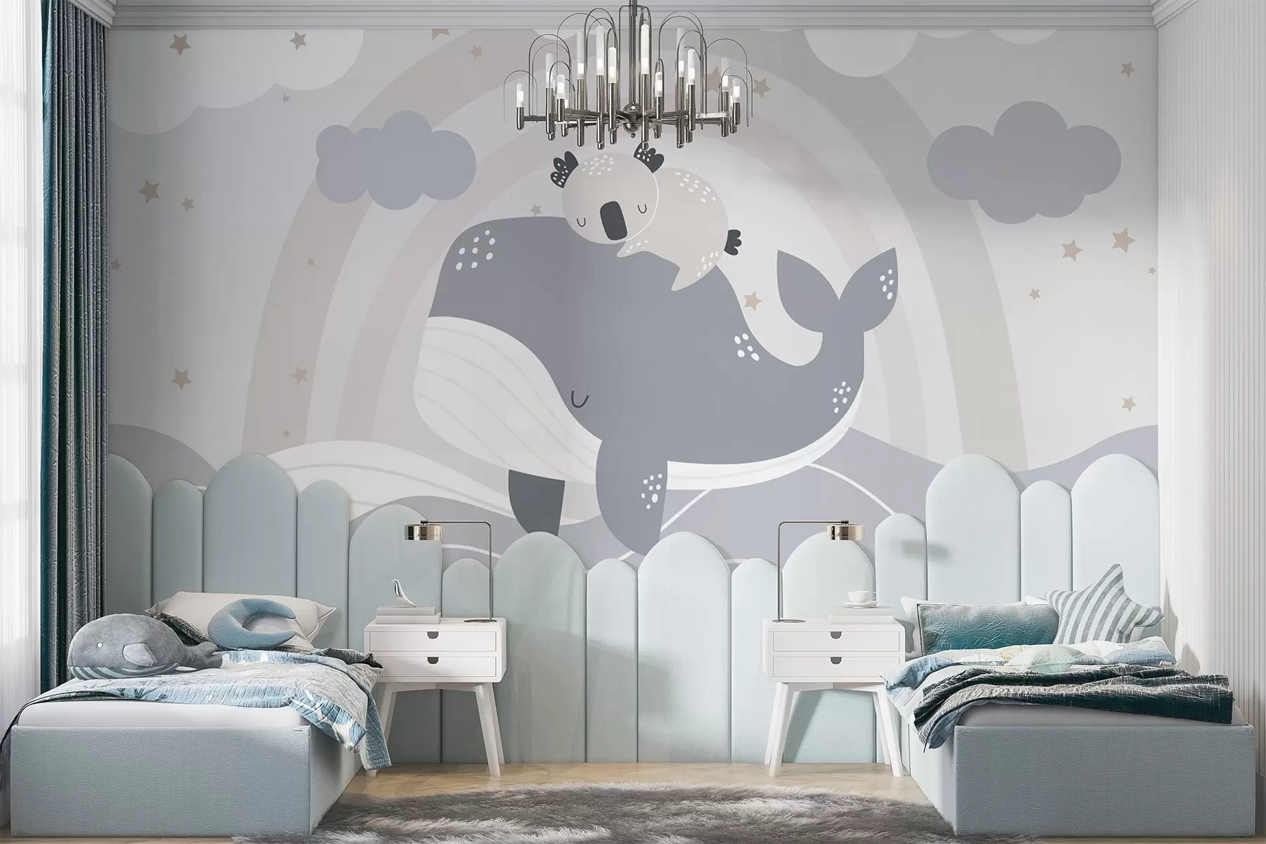 murales de pared Koala sobre una ballena w04602