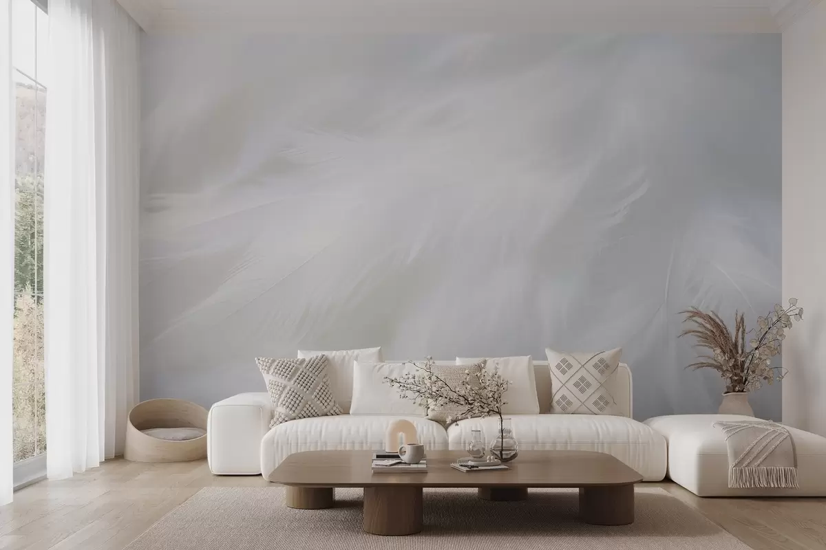 murales de pared Plumas blancas y suaves, textura ligera w04442