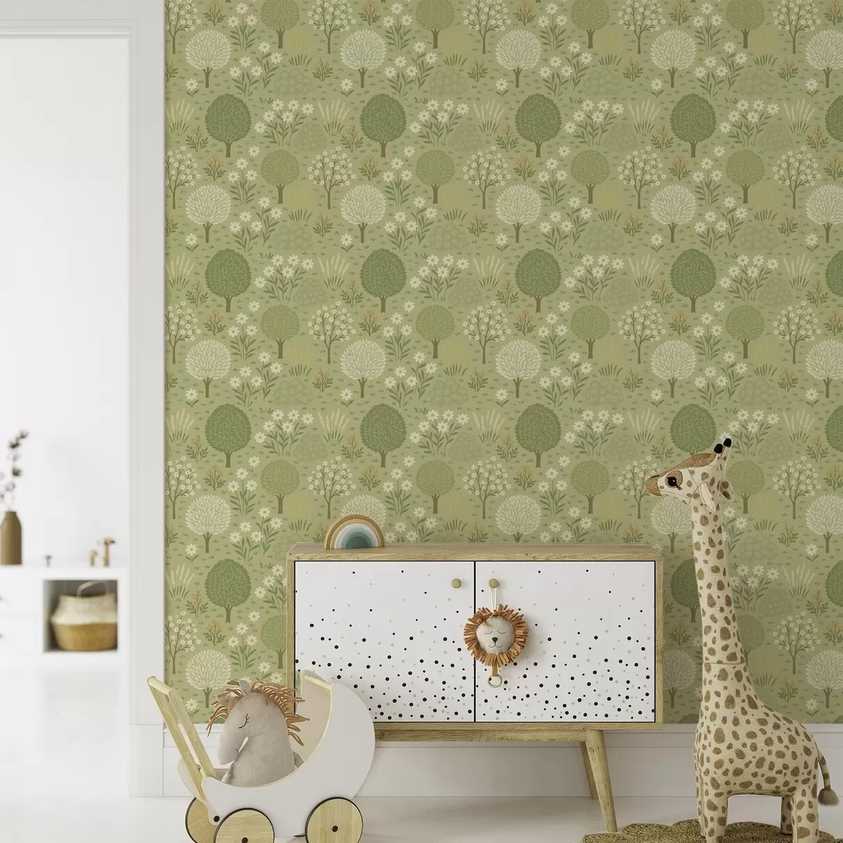Papel pintado Jardín ecológico para niños: árboles, flores y trigo a00586
