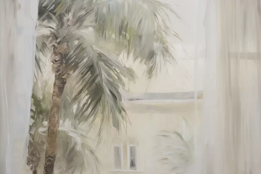 murales de pared Palmera fuera de la ventana w04653