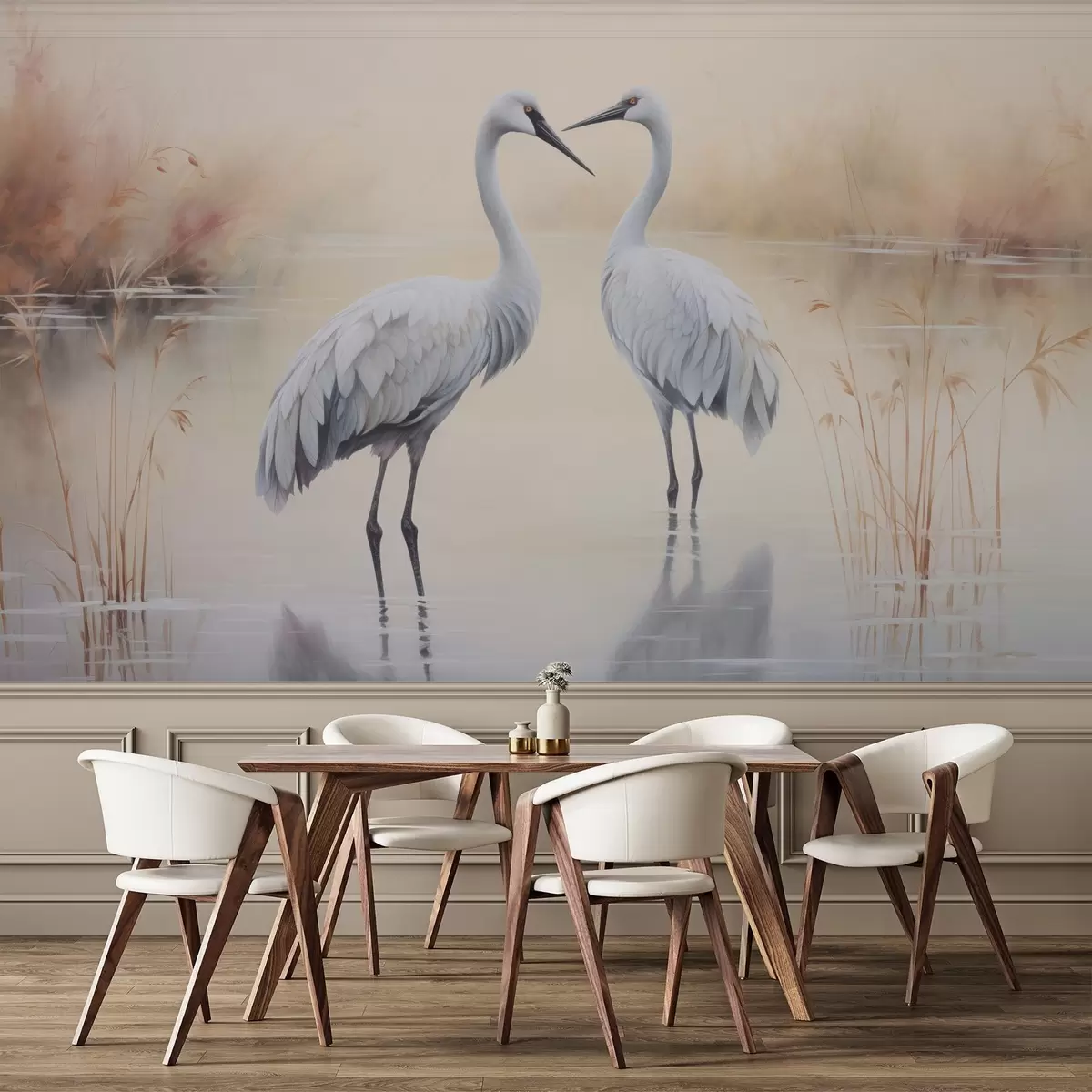 murales de pared Garzas junto al estanque w04654
