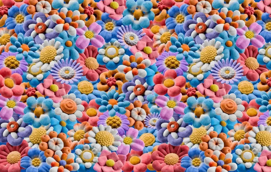 murales de pared flores brillantes y esponjosas w04626