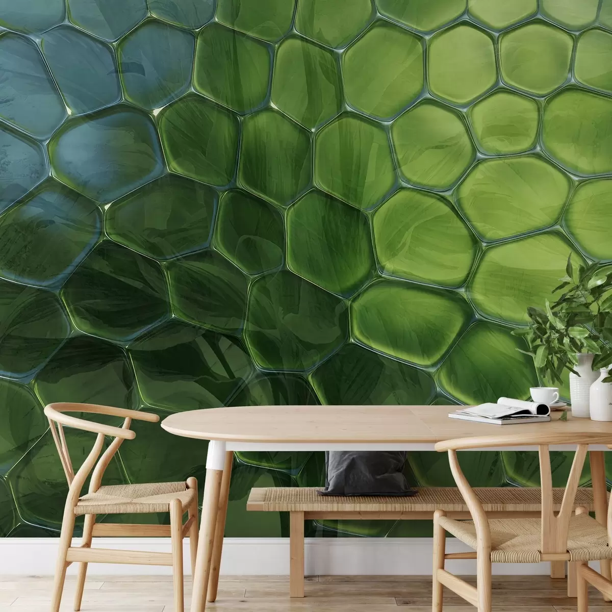 murales de pared Hojas a través de panales de cristal w04667