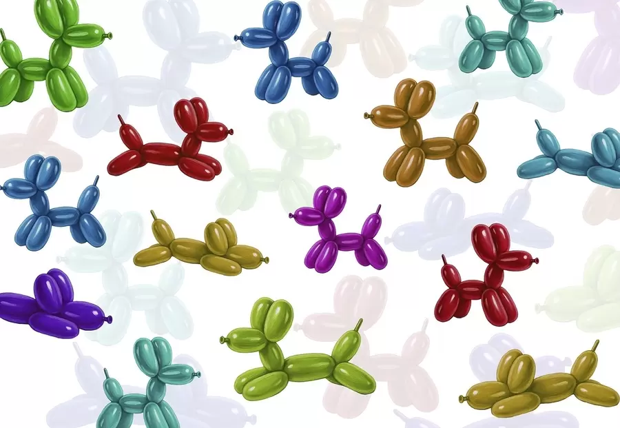 murales de pared Perros pintados hechos con pelotas w04676