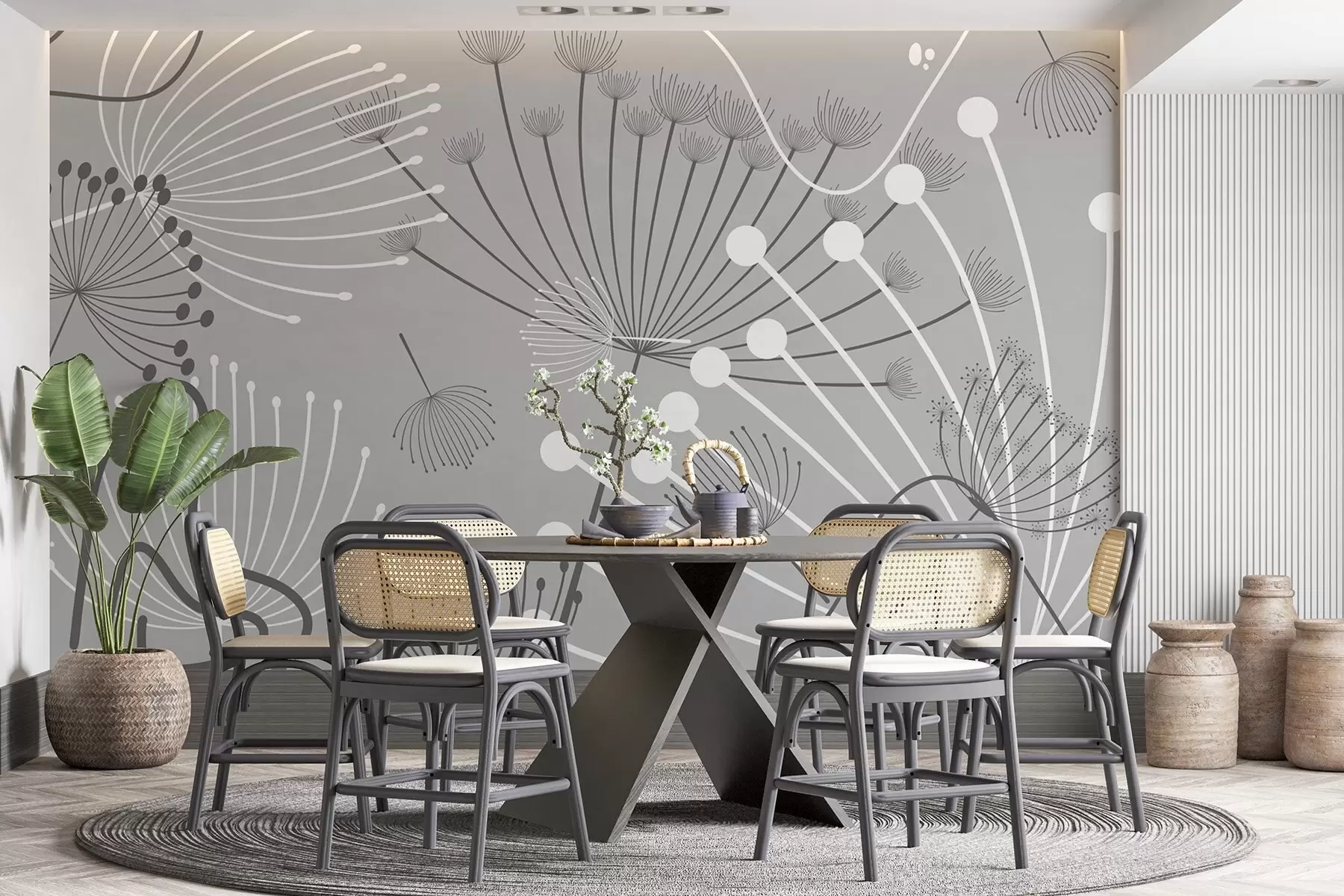 murales de pared flores abstractas w04702v3