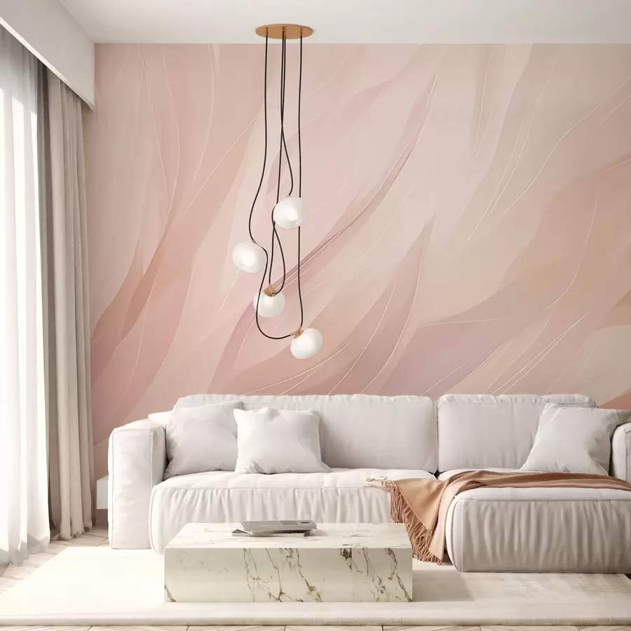 murales de pared Pinceladas abstractas suaves en tonos rosa pastel y melocotón w04731