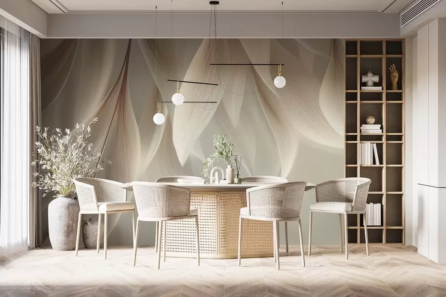 murales de pared Hojas colgantes con contorno estilizado w04706