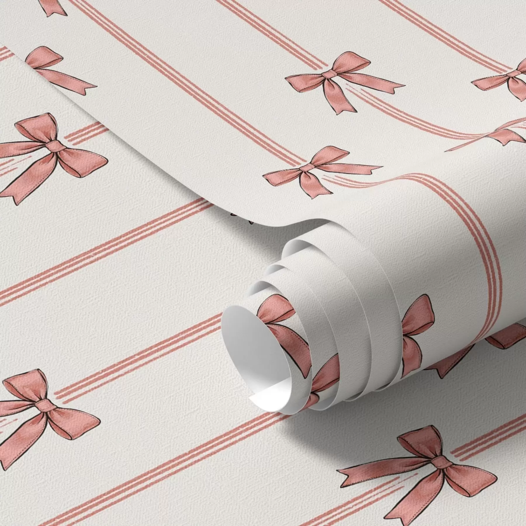 murales de pared Cintas verticales con lazos, fondo marfil a00653