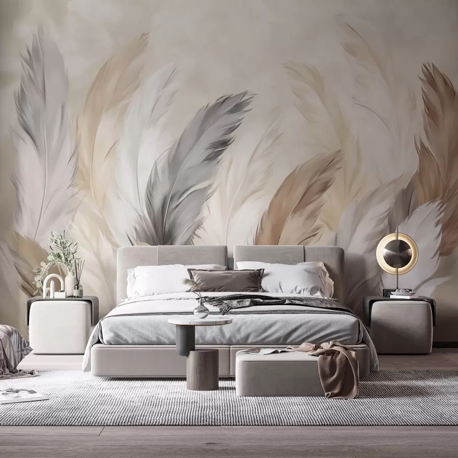 Murales de pared Plumas suaves y esponjosas en una cálida paleta de colores neutros w04736 murales de pared Plumas suaves y esponjosas en una cálida paleta de colores neutros w04736