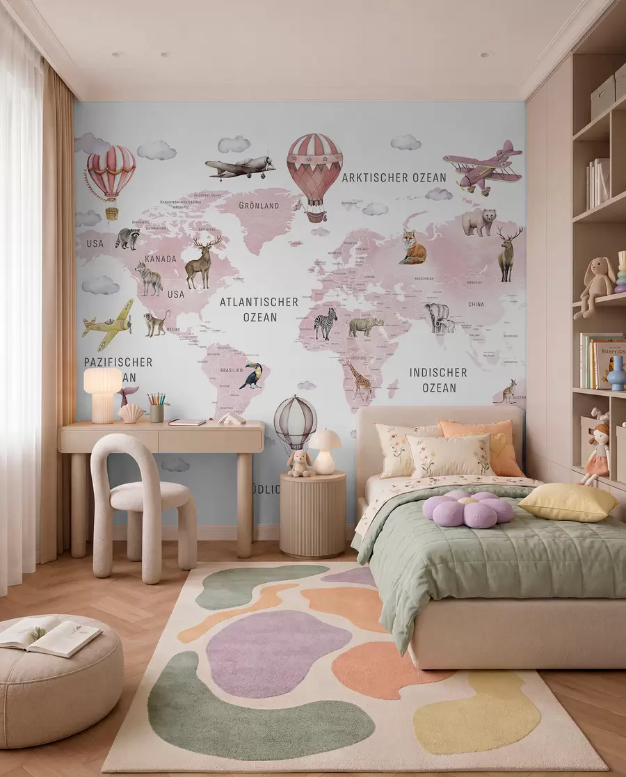 murales de pared Atlas rosa en alemán c00001dev3