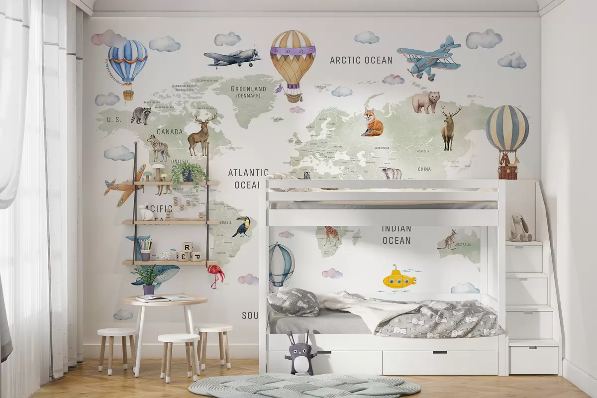 murales de pared Atlas verde en inglés c00001en