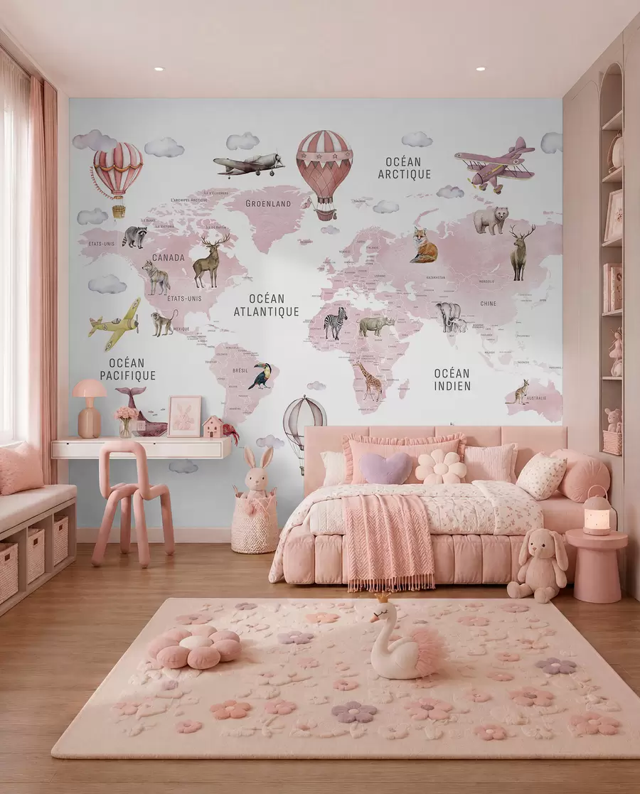 murales de pared Atlas rosa en francés c00001frv3