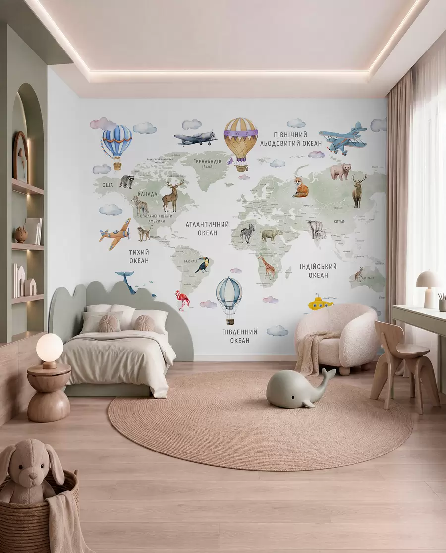 murales de pared Atlas verde en ucraniano c00001uk